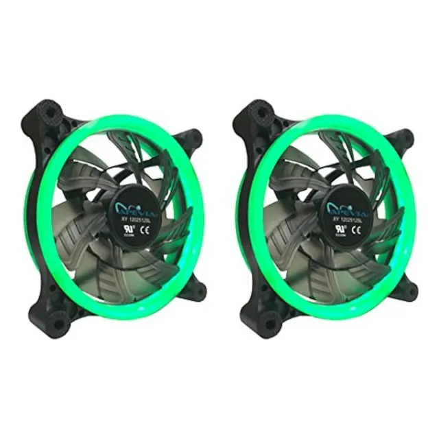 Apevia 212l-cgn 120mm Silent Dual Rings Green Led Fan Con 32