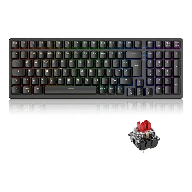 Teclado Mecánico Free Wolf K3 Rgb Qwerty Eje Rojo Español Teclado Negro Idioma Español España