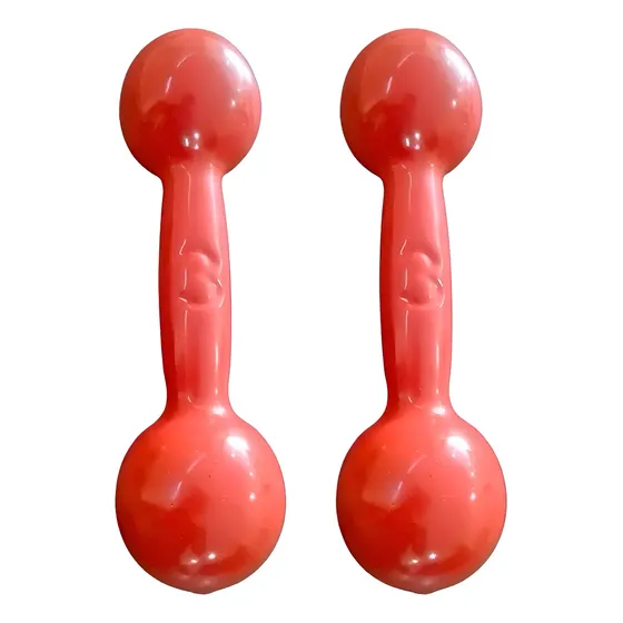 Par De Halter 3 Kg Emborrachado Redondo Profissional Polimet Vermelho