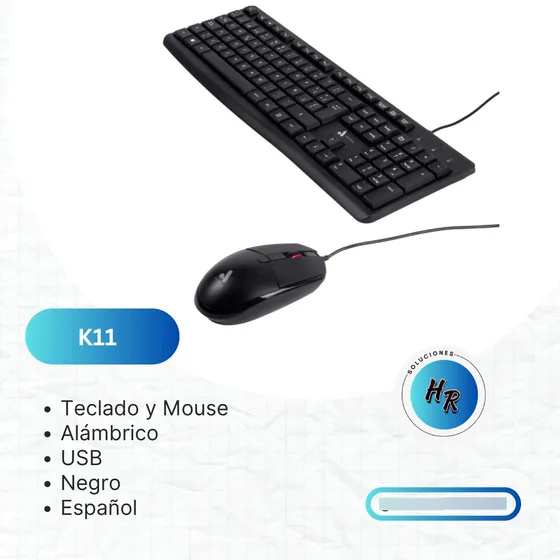 Combo De Teclado Y Mouse Alambrico Usb K11 Negro