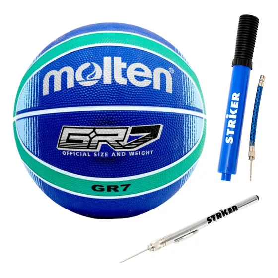 Pelota De Básquet Molten Gr7 Azul + Inflador + Medidor