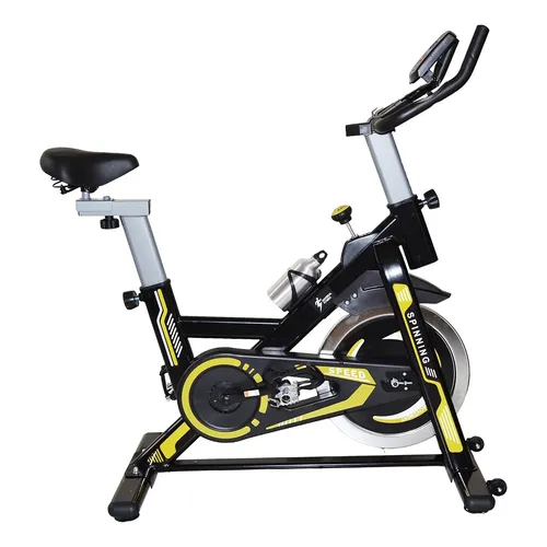Bicicleta Spinning Thanus THP08 Amarela 150kg com Guidão Ajustável