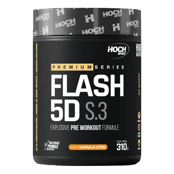 Suplemento En Polvo Hochsport Premium Series Flash 5d Sabor Naranja En Pote
