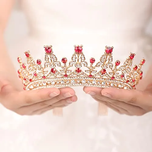 Jwicos Mujer Oro Corona Tiara Con Traje De Novia Hqz4i