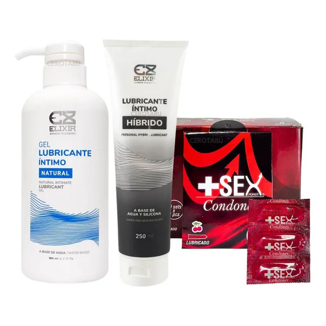 Lubricante Híbrido + Condones X60 + Lubricante Neutro Agua