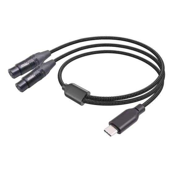 Cable Xlr Hembra 6 Pie Usb C Microfono Doble Entrada Dual