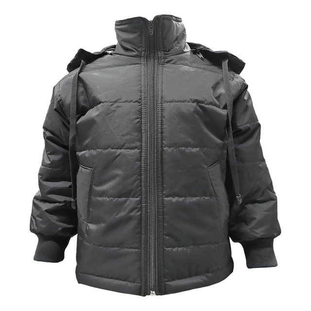 Jaqueta Preta De Nylon Acolchoado Infantil Casaco Inverno Jaqueta Preta De Nylon Acolchoado Infantil Casaco Inverno