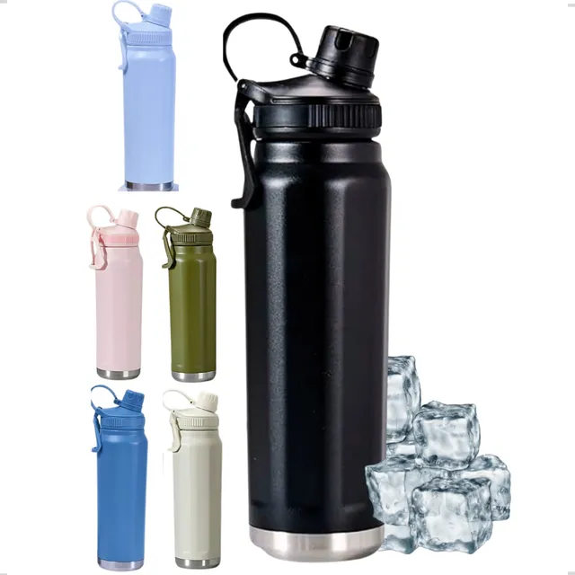 Garrafa Térmica Inox 800ml Com Alça Academia Bpa-free Nf-e