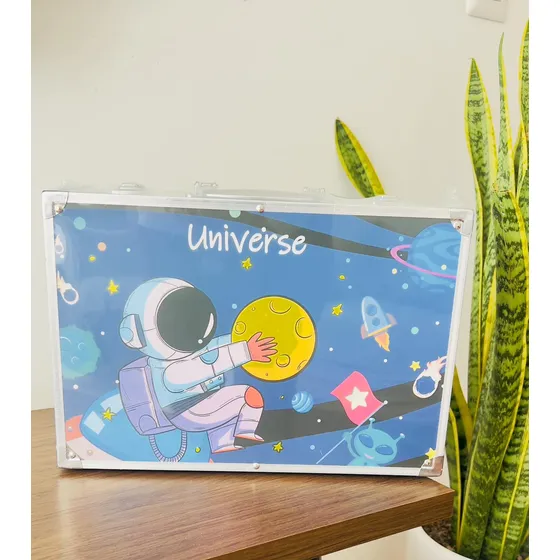 Set Arte Maletin Aluminio Color Celeste Y Poni 130 Piezas Celeste Astronauta