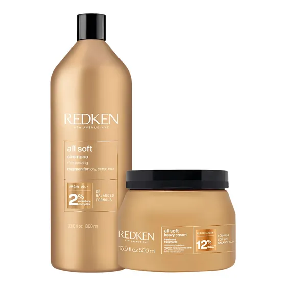 Kit Redken All Soft Argan Oil Shampoo E Máscara Litro