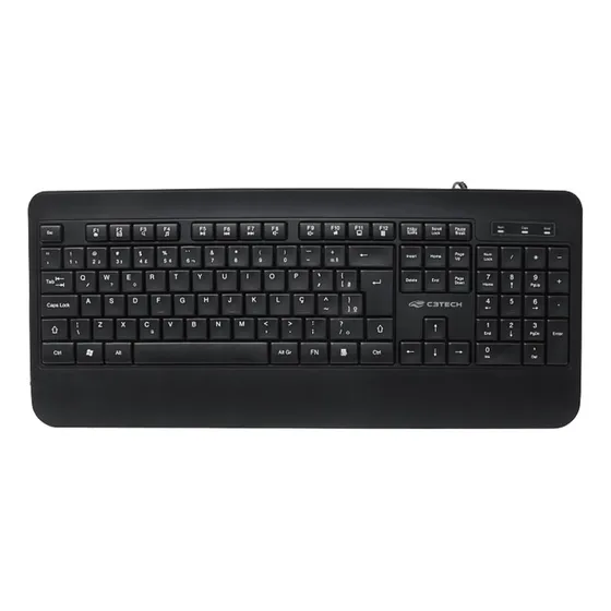 Teclado Multimidia Com Fio Usb Kb-m100bk Preto C3tech Idioma Português Brasil
