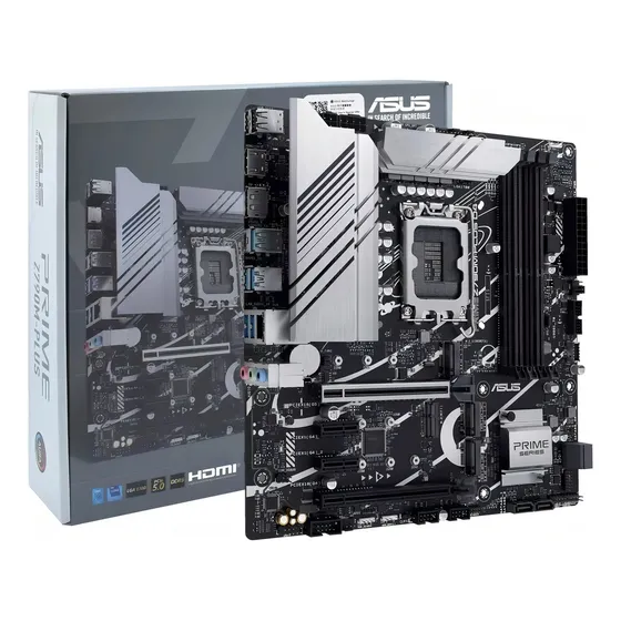 Placa Mãe Ddr5 Prime Z790m-plus Lga1700 Asus Hdmi 5.0 Cor Prateado