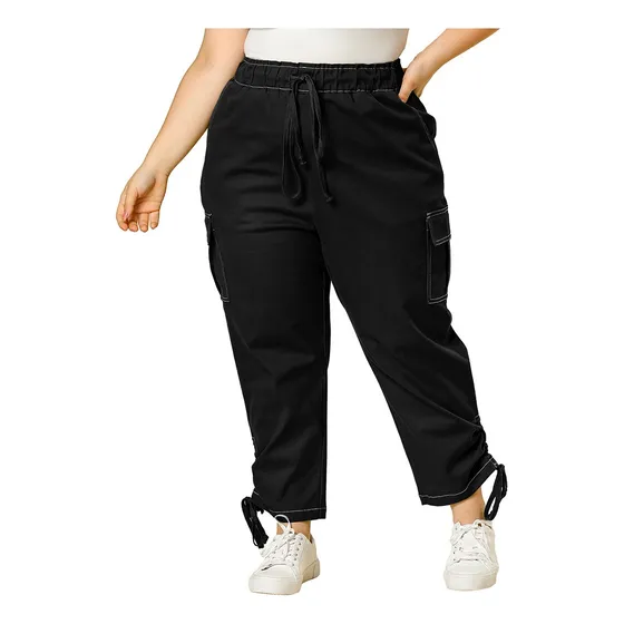 Pantalón Cargo Talla Grande Con Cordón Ajustable En Perneras