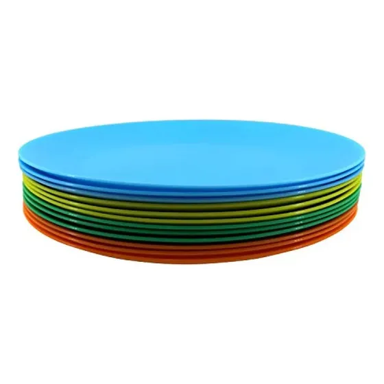 Pack De 12 Platos De Plástico Reutilizables Multicolor