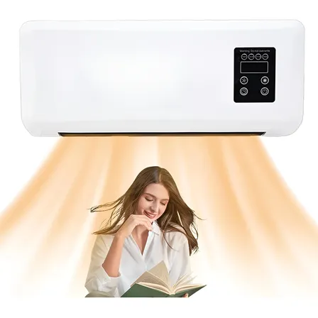 Calefactor Eléctrico De Pared 2 En 1 Con Aire Caliente Blanco