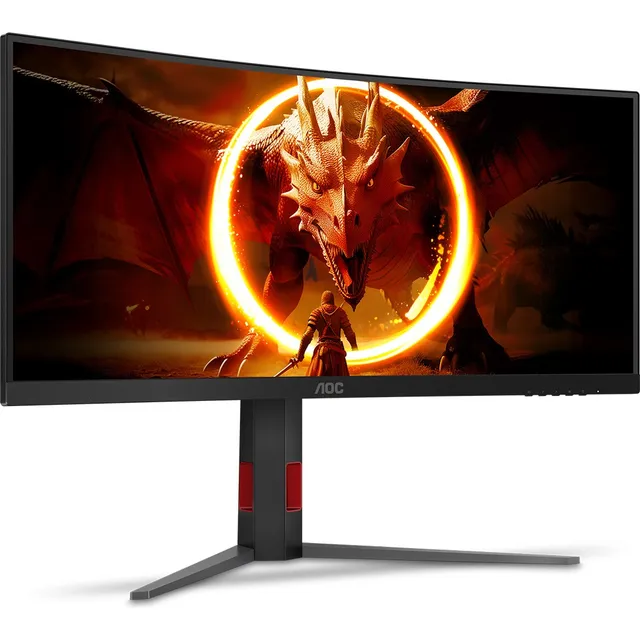 Monitor Gamer Curvo Aoc 34'' Ultrawide Wqhd 180hz U34g4c Preto 127/220v