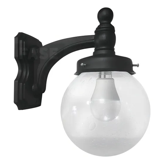 Farola Aplique Plástico Exterior Polipropileno Globo Burbuja Apto Lámpara Foco Led Luz Día Fría Rosca Edison E27 Color Negro
