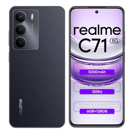 Celular Realme C71 5g Smartphone 6gb 128gb Dual Sim Preto