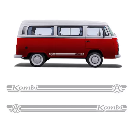 Faixa Lateral Kombi Logo Volkswagen Adesivo Decorativo Cor Prata