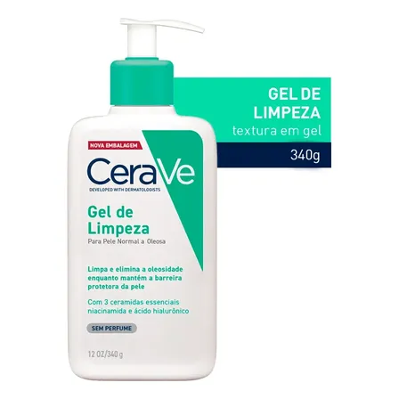 Gel de Limpeza Facial Pele Oleosa 3 Ceramidas e Niacinamida CeraVe 340g