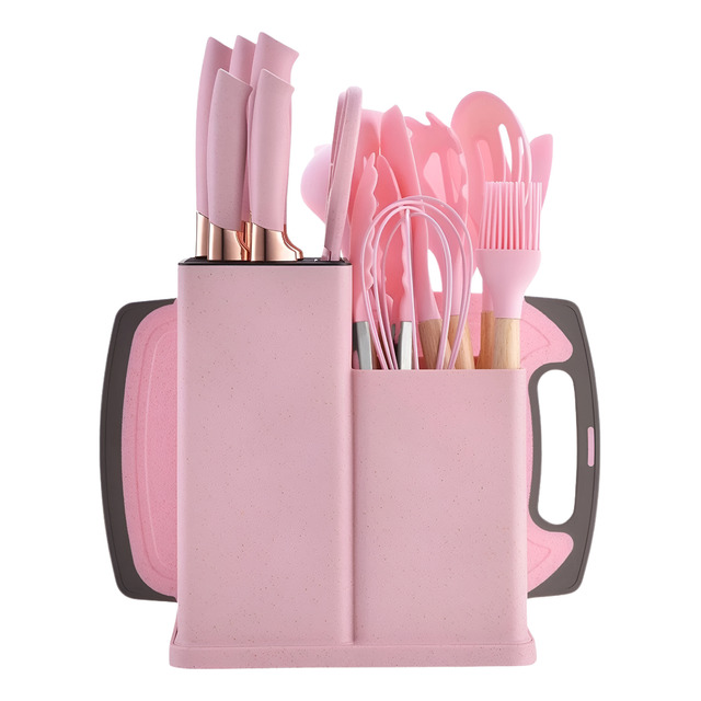 Kit Conjunto 19 Pçs De Utensílios Facas Silicone E Plástico Kit Conjunto 19 Pçs De Utensílios Facas Silicone E Plástico