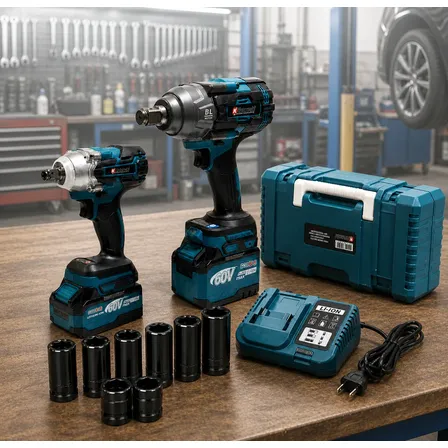 Kit 2 Chave Impacto 1/2 E 3/4 Knakasaki Pneumática C/ Maleta Azul 127/220v 50/60 Hz