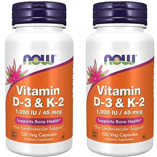 Ahora Alimentos Vitamina D-3 Amp; K-2, 120 Cápsula Ye2oi