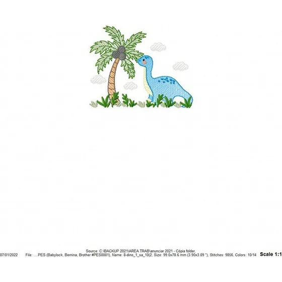 Matriz Bordado Znb6379 Dino