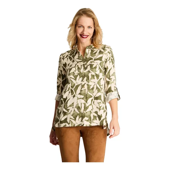Blusa Estampada Viscosa Twill Verde Mujer Invierno