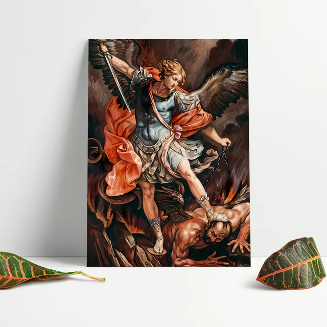 Cuadro Religioso San Miguel Arcángel E1 50x35 Mdf