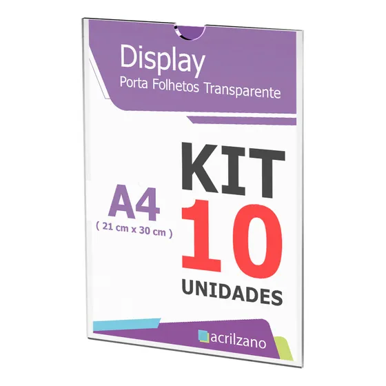10 Displays Acrílico Papel A4 30x21cm Parede Oferta!!!