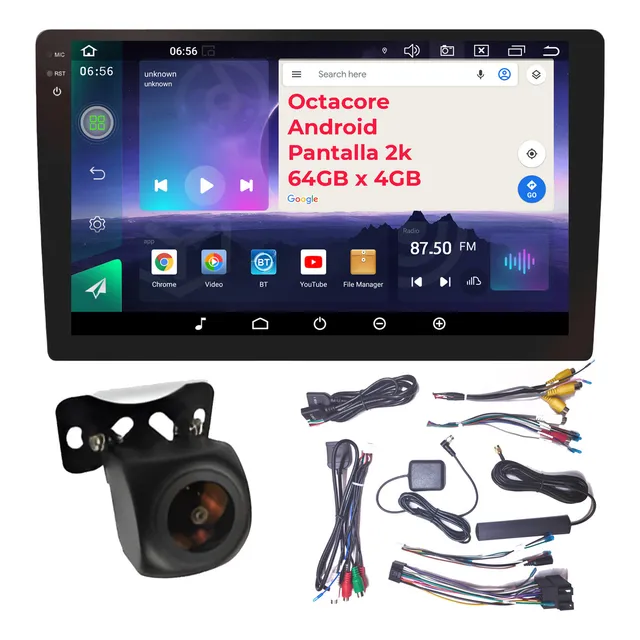 Radio Carro Android Octacore Resolución 2k De 9,5'' 4gb Ram 64gb Memoria Wifi CarPlay Android Auto Aiwa Aw-2k