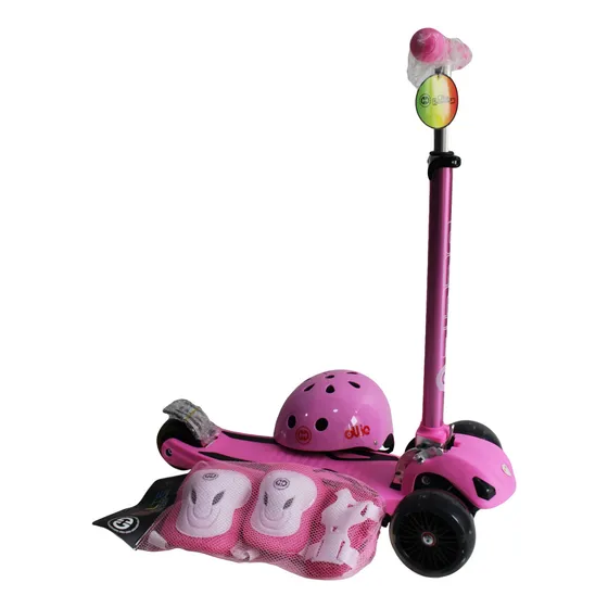 Scooter Ollie Niños Hidraulico Con Luces + Kit De Proteccion