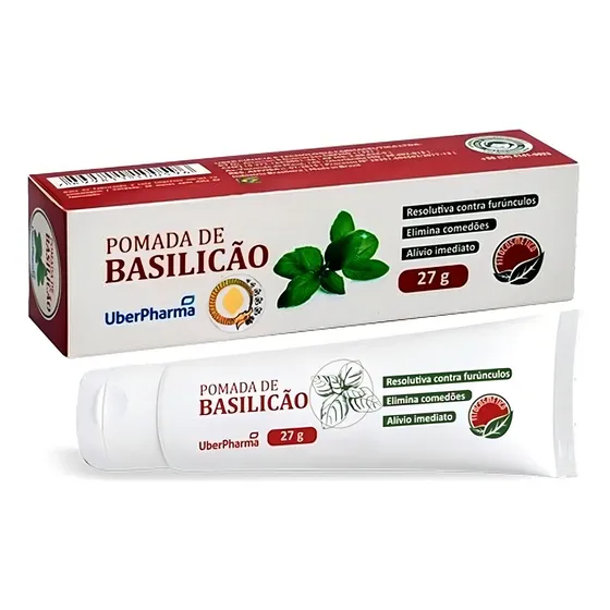 Pomada De Basilicão 27g - Uberpharma Tipo De Embalagem Tubo Fragrância Basilicum Óleo Essencial, Basilicum Extrato Oleoso, Capsicum Extrato Oleoso Tipos De Pele Todo Tipo De Piel