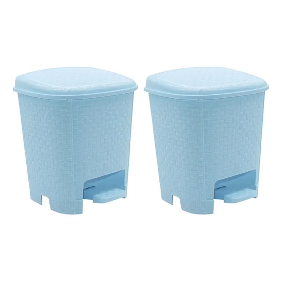 Kit 2 Lixeira Rattan Tampa E Pedal Bebê E Mamãe Azul