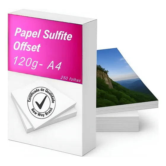 Papel Offset 120g Tamanho A4 Caixa Com 250 Folhas Branco