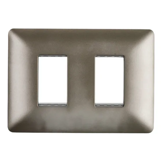 Placa Doble Con Soporte Modulo Tomacorriente Interruptor