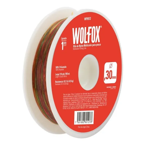 Hilo De Pescar Nylon 0.30mm Multicolor 100m Wolfox Wf9513