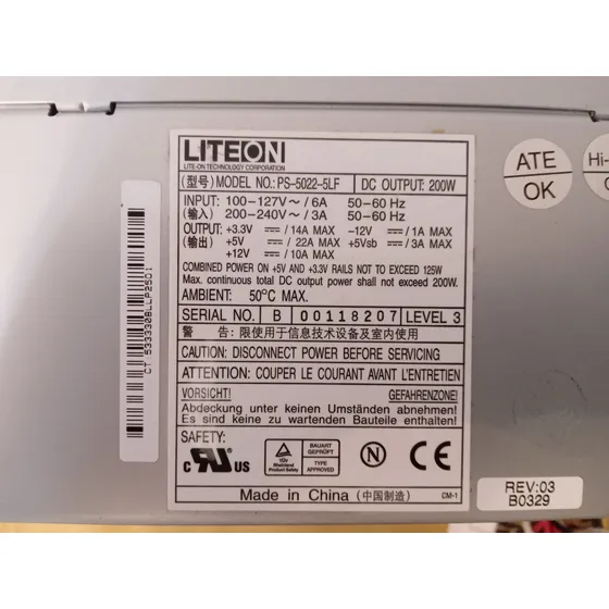 Fuente De Poder Atx Lite On 200w Original Ps-5022-5lf