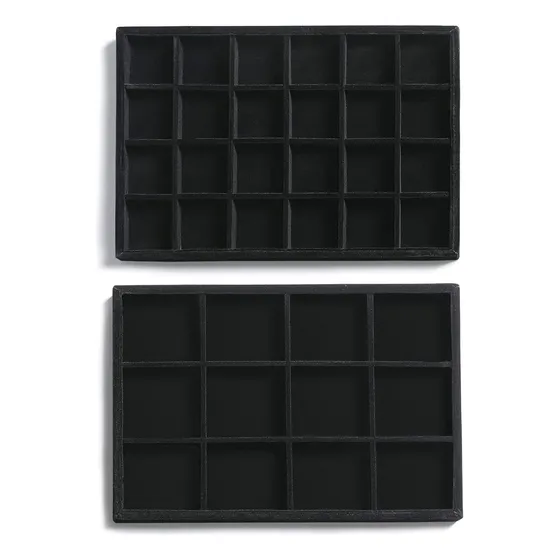 Organizador De Terciopelo Negro, 2 Bandejas Para Accesorios