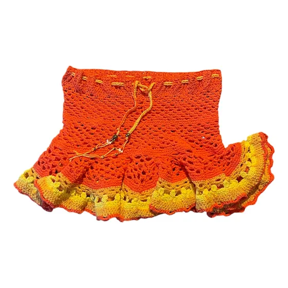 Pollera Niña Talle 10 Tejida A Crochet Cintura 62 Cm Hilo Y