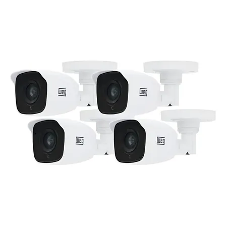 Kit 4 Câmera Segurança Bullet Analógica Weg Wcam 1mp 2,8mm Branco