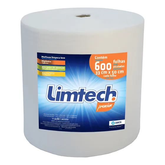 Pano Multiuso Limtech - 33cm X 300m - 600 Folhas - 45g/m²
