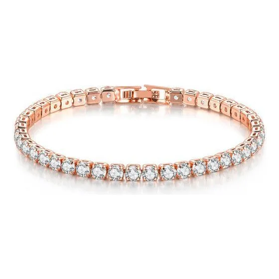 Pulsera Redonda Con Cadena De Tenis Llena De Diamantes