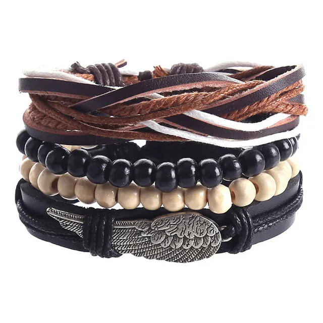 Set De 4 Pulseras De Cuero Con Correa Ajustable