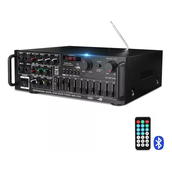 Amplificador De Sonido Casero 1200w Con Bluetooth Y Control