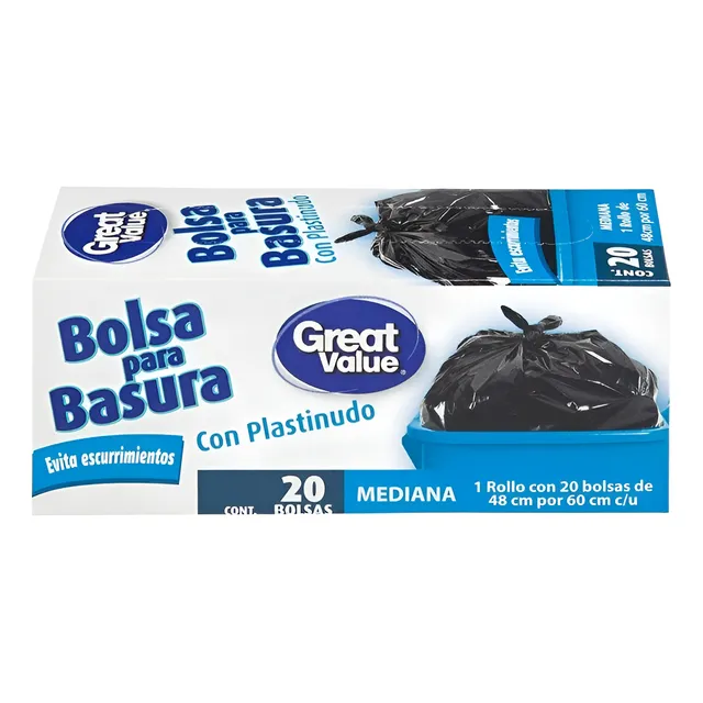 Great Value Bolsa Para Basura Con Plastinudo 20 Bolsas