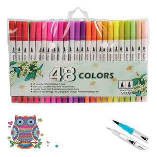 Kit De 48 Cores: Canetas De Pincel, Duas Pontas Finas, Color Kit De 48 Cores: Canetas De Pincel, Duas Pontas Finas, Color