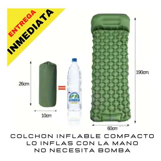 Colchon Inflable Comodo Camping Playa Montana Acampar Verde