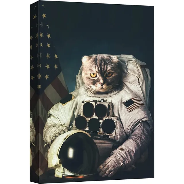 Cuadro Decorativo Gato Astronauta Diseño Unico Art 50x75cm